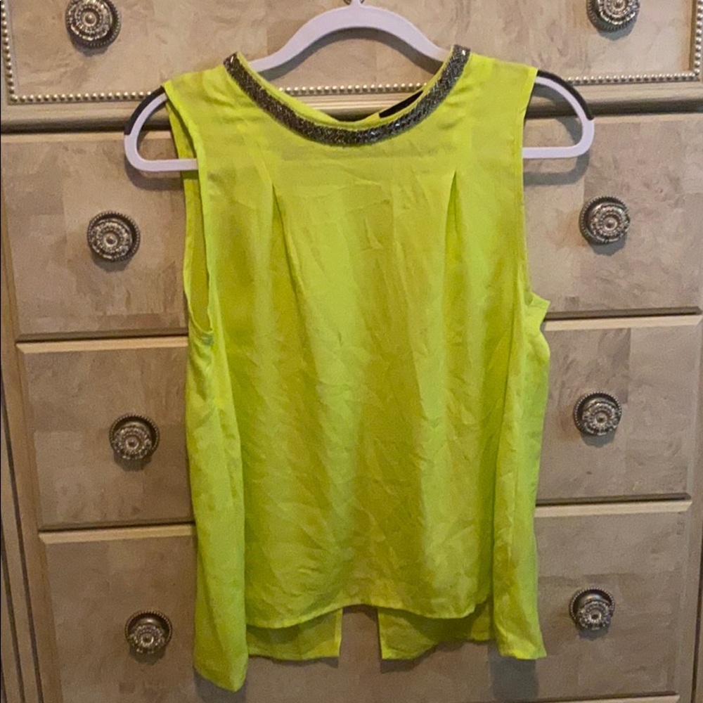 Yellow beaded collar top